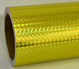 Roll of Prism Sign Vinyl, Holographic 1/4'' Mosaic, Self-Adhesive (24 inch x 30 feet, Yellow)