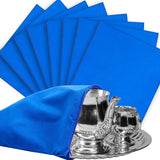 Sanwuta 8 Pcs Zippered Silver Storage Bags Anti Tarnish Silver Pouches Keeper Jewelry Storage Protector Bags(15 x 15 Inch,Navy B