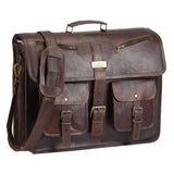 HULSH Leather Messenger Bag for Men and Women in 18 Inch | Best Laptop Briefcase Satchel with Adjustable Strap | Genuine Leather Handmade Computer Shoulder Bag for Business, Office, Travel