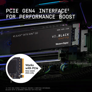 Western Digital WD_BLACK 1TB SN770 NVMe Internal Gaming SSD Solid State Drive - Gen4 PCIe, M.2 2280, Up to 5,150 MB/s - WDS100T3