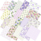 Tudomro 60 Pcs Purple Floral Fabric Squares 10 x 10 Inch Cotton Purple Pink Hydrangea Lavender Rose Gingham Fat Quarters Bundles