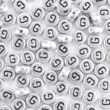 Yiizzxin 200Pcs Round Ancient Silver Letter G Beads,4x7mm Flat Letter-G Bead for Bracelets,Alphabet Beads for Jewelry Making DIY
