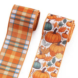 Estivaux 2 Rolls Fall Pumpkin Craft Ribbons for Wreath Bows, 2.5 10 Yards Thanksgiving Wired Edge Ribbon Orange Burlap Autumn L