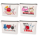 SEAOYOZO 4 Pcs Bowling Gifts for women, Bowling Makeup Bag, Sport Accessories, Cosmetic Bag Zipper Pouch Gifts for Ball lover, G