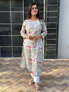 Gosriki Women'S Cotton Blend Straight Printed Kurta (Raagavi Grey-Gs_Xl_Grey_X-Large),Grey,,B0D7J2HPK5