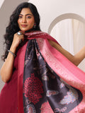 Libas Womens Woven Design Silk Blend Straight Kurta With Palazzos And Dupatta Maroon L