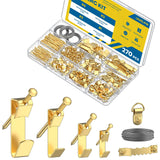 Uniclife 270 Pcs Heavy Duty Picture Hanging Kit, 10 lb, 30 lb, 50 lb, 100 lb Picture Hanging Hooks with Nails, D Ring Picture Ha