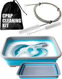 CPAP Cleaning Kit Hose and Mask for CPAP Hanger Dryer with 6.9 ft Thick Wire Brush, Collapsible Wash Basin, Compatible with 22mm