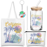 Chuangdi 4 Pcs California Travel Gifts Set Canvas Bag Cosmetic bag 16 oz Tumbler and Keychain California City Souvenirs Gifts fo