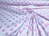 New Creations Fabric & Foam Inc, 60 Wide by Premium Polka Dot Poly Cotton Fabric (Pink Dot on White, 5 Yards)