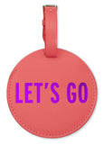 Kate Spade New York Round Vegan Leather Luggage Tag for Women, Durable Suitcase ID Tag, Lets Go