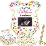 Wenqik 63 Pcs Wildflower Baby Shower Guest Book Alternatives Set Baby Shower Decorations with Photo Frame Sonogram Frame Keepsak