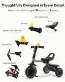 RIDYEE Toddler Tricycle for 18 Months to 5 Years, Foldable Tricycles for 3-5 Year Olds, Kids Tricycle with Adjustable Carry-Frie