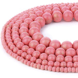 RUBYCA 300pcs Mixed Sizes Loose Glass Beads for Jewelry Making, Opaque Pink, Black Paint Splatter
