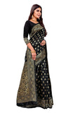 Sugathari Womens Banarasi Saree Pure Kanjivaram Silk Saree Soft New Ladies 2023 Design Wear Pattu Sarees Latest Cotton Party Sari Collections With Blouse Piece For Wedding Sadi (Pari S-1 Black)