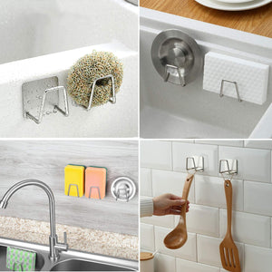 NEXCURIO Adhesive Sponge Holder Sink Caddy for Kitchen Accessories - SUS304 Stainless Steel Rust Proof Waterproof, Quick Drying
