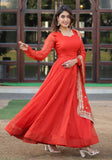 Wedani Russian Silk Anarkali Kurta Set For Womens (In Alpha M Regular Orange),Orange,M,,,