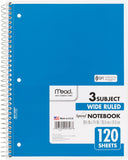 Notebook Spiral 3 Subject 120 Ct [Pack Of 3]