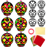 Qyeahkj 36 Set Day of The Dead Suncatchers Crafts for Kids DIY Skull Window Tissue Paper Craft Kit Hanging Decor for Mexico Home