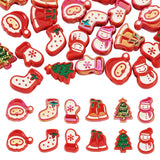 Beadthoven 24pcs Christmas Acrylic Beads for Bracelets, Xmas Pattern Focal Beads for Pens Keychain Making Tree Santa Claus Glove