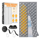 HOFUDON Insulated Door Curtain for Winter, Thermal Magnetic Gray Door Cover, Fits 34 x 82 Inch, Curtain Size 36 x 84 Inch