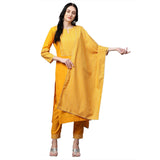 Anni Designer Women'S Cotton Kurta With Palazzo & Dupatta (Battery Yellow X-Large),Yellow,XL,Cotton,Palazzo,