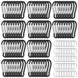 Yaocom 200 Pcs 1.8 Bulk 100 Aluminum Clip Keychains with 100 Keyrings Metal Mini Spring Snap Hooks for Camping Hiking Traveling 