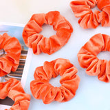 IVARYSS Orange Scrunchies, Premium Velvet Soft Fall Hair Scrunchy, Halloween Thick Elastic Bands, Hair Accessories for Women and