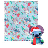 Northwest Character Hugger Pillow & Silk Touch Throw Blanket Set, 40 x 50, Lilo & Stitch Holiday Jammies