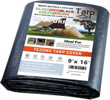 Tarps Heavy Duty Waterproof 9x16ft,TEZONG Black Tarp 16Mil Plastic Tarpaulin Outdoor Tarp Cover for Emergency Rain,Patio Furnitu