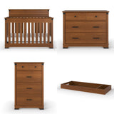 Child Craft Redmond 4-Piece Nursery Set, Includes 4-in-1 Convertible Crib, Dresser, Changing Topper, and Chest (Coach Cherry)