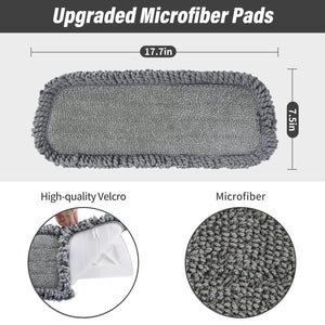 16.5 inch Grey Mop Replacement Heads, 3 Pack Pads for Wet or Dry Floor Cleaning and Scrubbing Reusable Washable Mops Heads Refil
