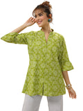 Libas Women'S Cotton Bandhani Straight Kurtis (29713_Green_L)