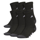 Adidas Athletic Cushioned Crew Socks (6Pair) For Kids, Boys And GirlsDurable, Breathable Fabric Ready For Sport, Black/Onix Gr
