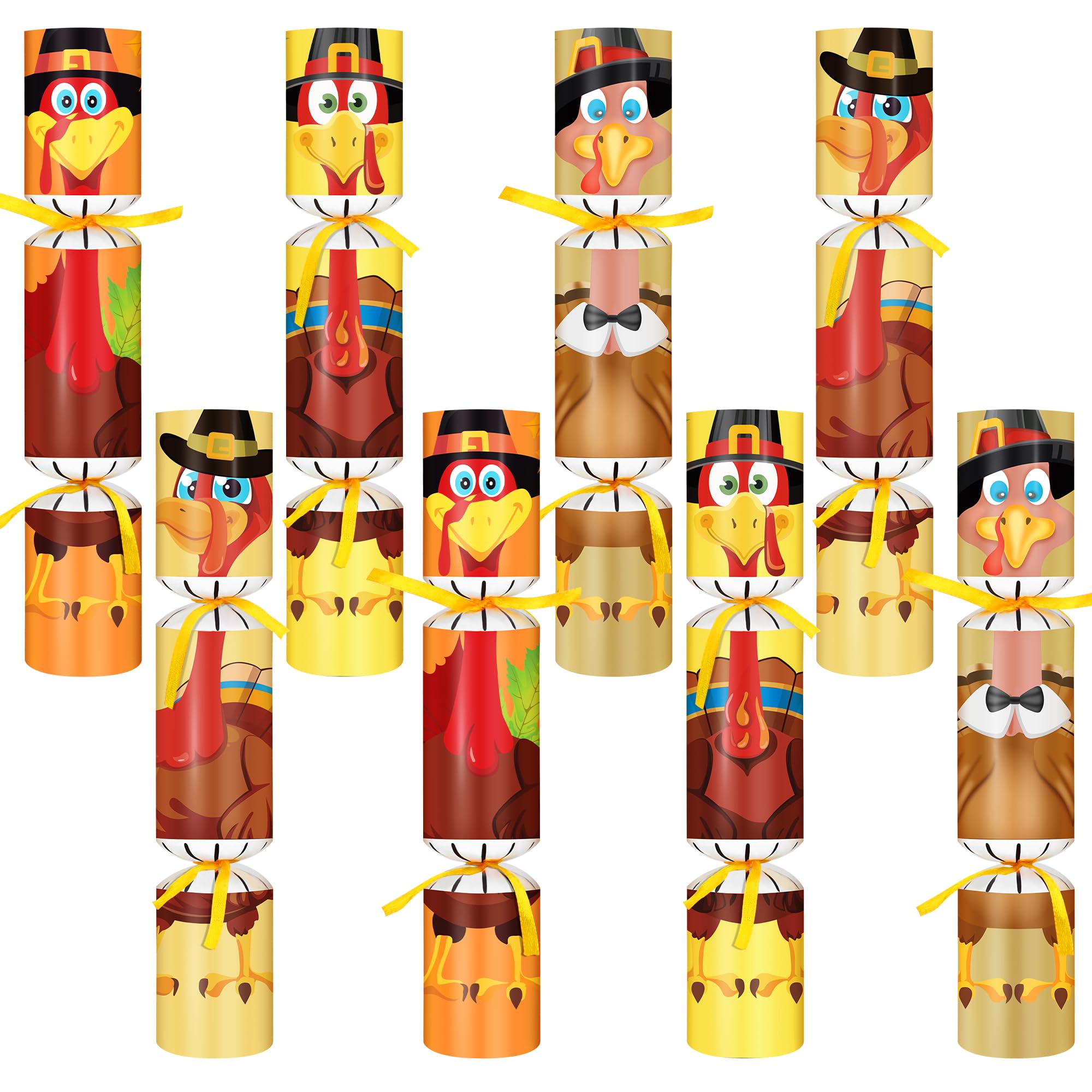 Malhaii 8 Pack Thanksgiving Cr ac k ers No Snap with Prizes for Adults Kids Fall Party Favors Decorations Thanksgiving Table Fav
