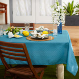 Dii Indoor/Outdoor Re-Usable Tabletop Collection Tonal Lattice, Machine Washable, Tablecloth, 60 Round, Storm Blue