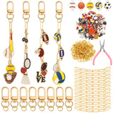 Tondiamo 286 Pieces Sports Keychains Making Kit Volleyball Baseball Softball Jewelry Chain Charms Crafts with 120 Charms 20 Keyc