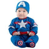 Marvel Captain America Official Infant Halloween Costume - Premium Quality Minky Fabric Jumpsuit and Non-Slip Booties (0-6 Month