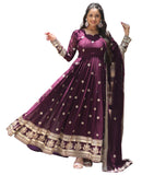 Wedani Faux Georgette With Embroidered Work Anarkali Set For Women (In Alpha M Regular Wine),WINE,M