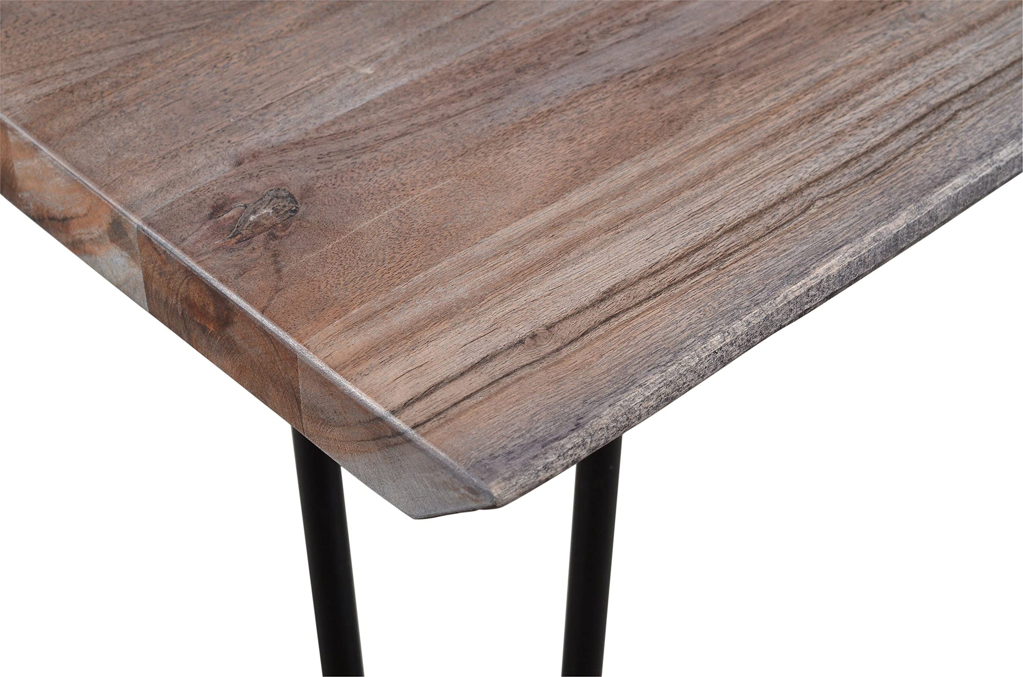 Jofran Nature'S Edge Modern Solid Wood Natural Live Edge Slab Kitchen Dining Table, Slate, 60