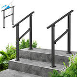 FOYUEE 2-Pack Outdoor Handrails for 2 Steps - Black Stair Handrail & Indoor Stair Railing Kit, Exterior Stair Railing for Porch,