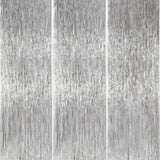 ParyWoo Silver Streamers 3pcs Tinsel Backdrop 8.2FT Metallic Tinsel Foil Fringe Streamer Curtains Party Photo Booth Backdrop for