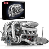 Mould King V8 Twin-Turbo Engine Model Kit That Runs, Mini Engines Building Blocks Set for Adults with Battery and Motor, Enginee