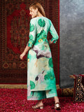 Gosriki Women'S Cotton Blend Straight Printed Kurta With Palazzo (Swans See Green-Jl-Gs_5Xl_See Green_Xxxxx-Large),See Green,5,B0D73YQMYF
