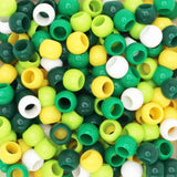 300 Green and Yellow Acrylic Large Hole Beads for Crafts and for Hair 10mm x 12mm Acrylic Barrel Beads with 5.7mm Large Hole, St