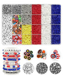 ClaBead Bracelet Making Kit for Boys, 3200Pcs Boy Bracelet Making Kit with Red White and Blue Clay Beads