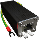 Ethernet Surge Protector / 2.5 Gigabit PoE++ 150W / Gas Discharge Tube + Silicon Avalanche Diode/Mounting Ears/Shielded RJ45 Lig