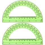 EBOOT Plastic Protractor Math Protractors 180 Degrees, 6 Inch, Pack of 2 (Green)