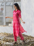 Gosriki Women'S Rayon Viscose Straight Ikkat Printed Kurta With Pant (Demeter Red-Gs_M_Red_Medium),Red,,B0F7HJ1TGD
