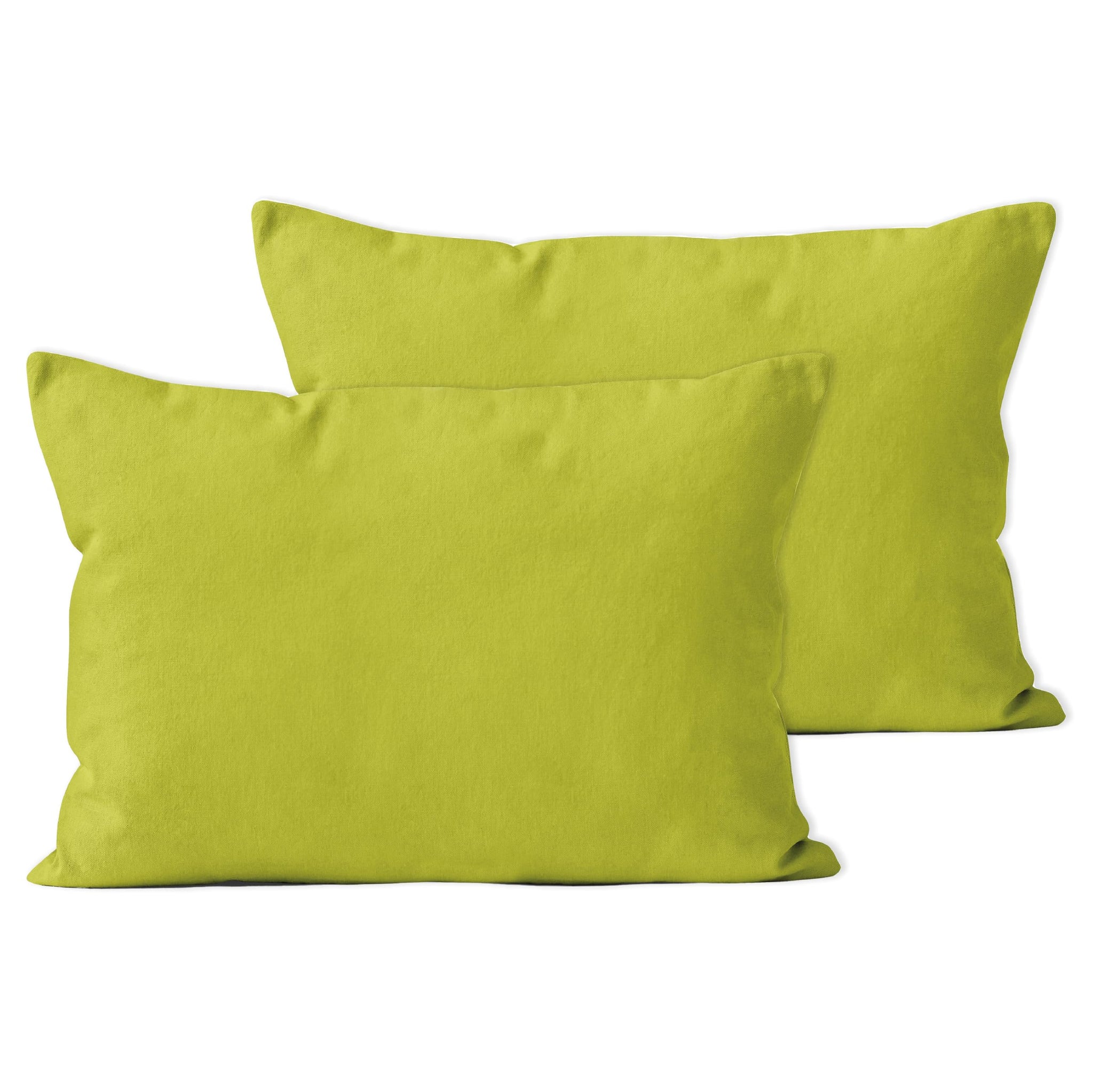 Encasa Xo Throw Pillow Covers 12X20 In Set Of 2 Lime Green | No Inserts | Cotton Pillow Covers For Living Room, Bed, Sofa, Couch | Decorative Cushion Covers With Improved Zippers